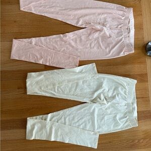 Femmora Women’s Set of Pink and Cream Cotton, Stretchy Leggings